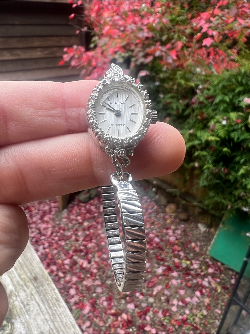 Geneva Silver-Tone Cubic Zirconia Women's Bracelet Watch